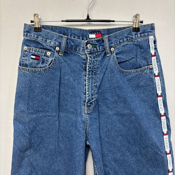 Vintage Tommy Hilfiger Men Jean Denim Shorts Size 32 Baggy Y2K Utility C025 -4 - Picture 12 of 16